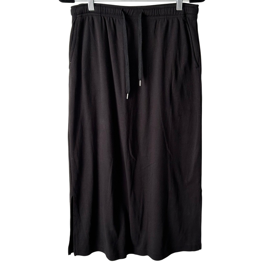 Woman Within Black Soft Knit Skirt Front Pockets Drawstring Women's 12 Petite